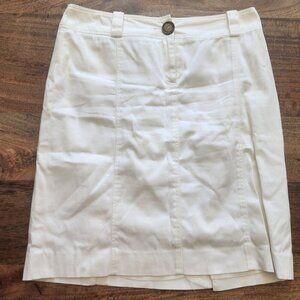 Burberry London Skirt Womens 8 White Slim Fit Cupro Lined Back Flap Pockets